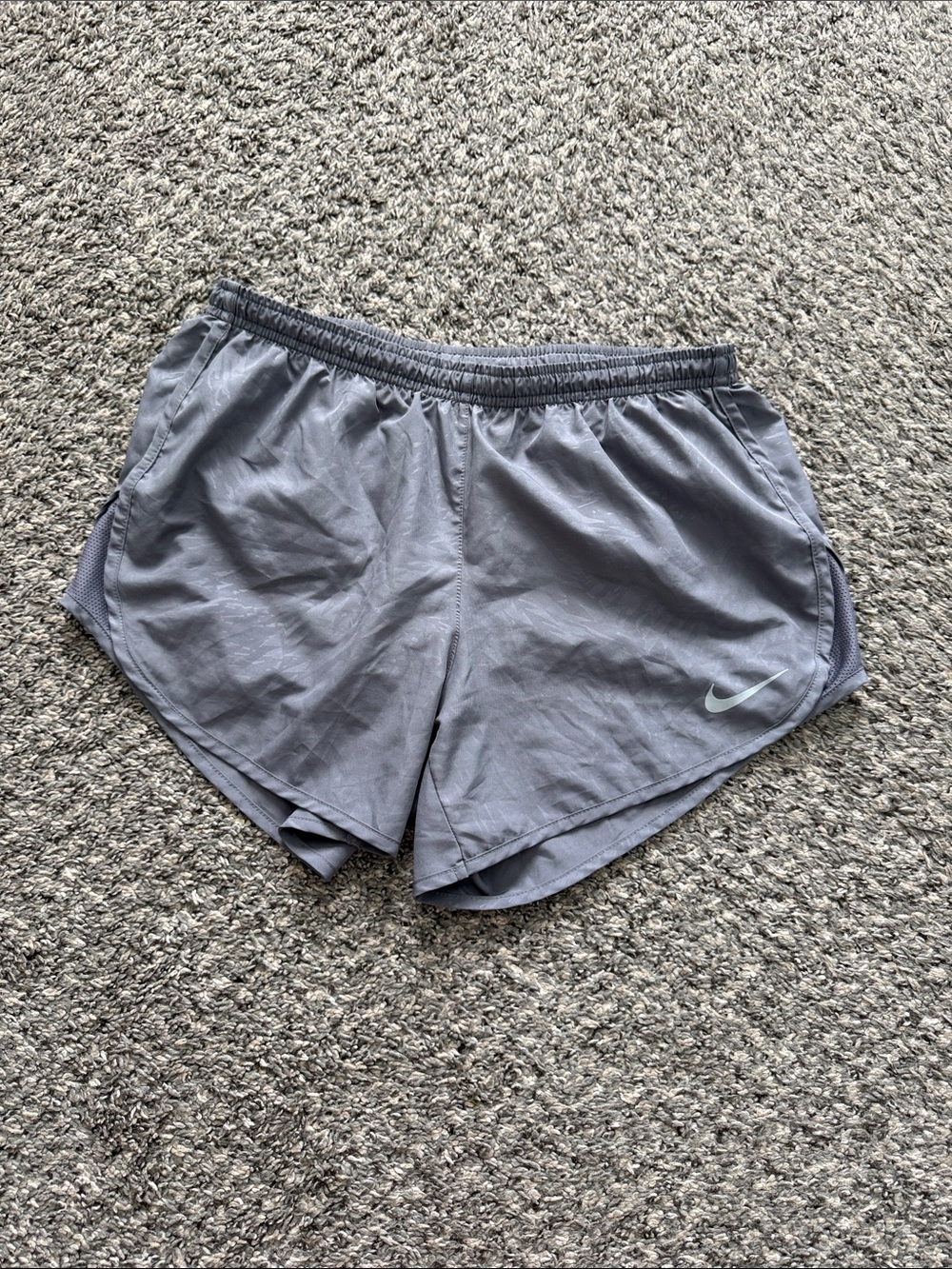 Nike Women's Heather Gray Athletic Running Shorts with Reflective Swoosh